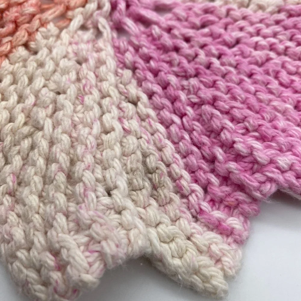 Hand Crochet pot holders trivets pink white thick Kitsch vintage‎ kitchen